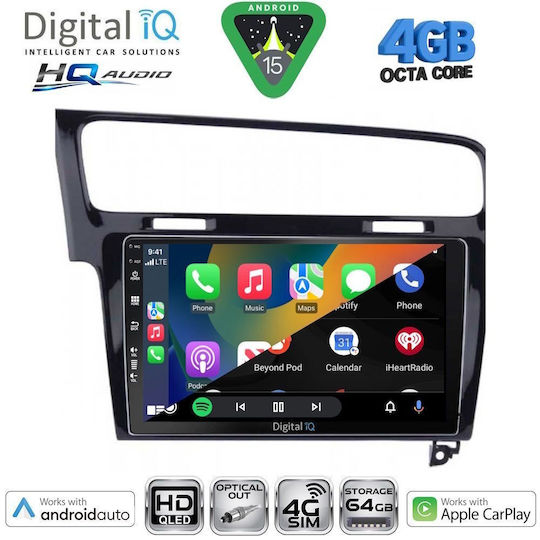 Digital IQ Car Audio System for Volkswagen Golf 2013-2020 (Bluetooth/USB/WiFi/GPS/Apple CarPlay/Android Auto) with 10" Touch Screen
