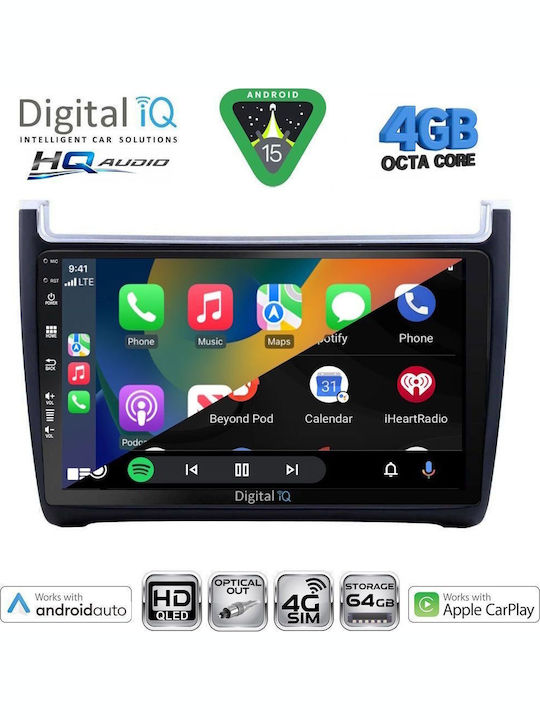 Digital IQ Car Audio System for Volkswagen Polo 2014-2017 (Bluetooth/USB/WiFi/GPS/Apple CarPlay/Android Auto) with 9" Touch Screen