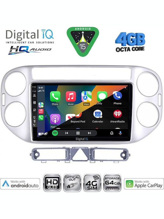 Digital IQ Car Audio System for Volkswagen Tiguan 2004-2011 Bluetooth USB WiFi GPS Apple CarPlay Android Auto with 9" Touch Screen