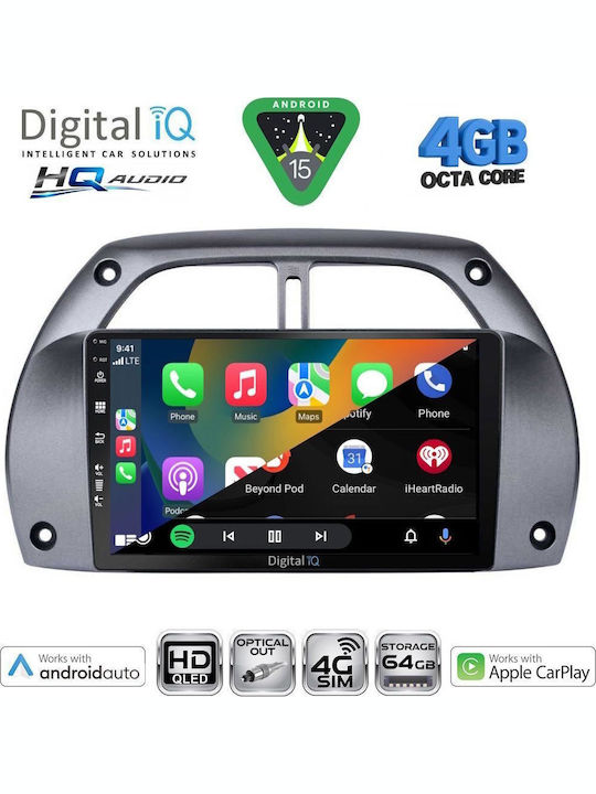 Digital IQ Car Audio System for Toyota RAV 4 2000-2006 with A/C Bluetooth USB WiFi GPS Apple CarPlay Android Auto with 9" Touch Screen