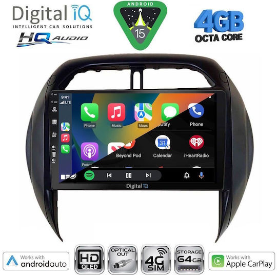 Digital IQ Car Audio System for Toyota RAV 4 2000-2006 with A/C Bluetooth USB WiFi GPS Apple CarPlay Android Auto with 9" Touch Screen