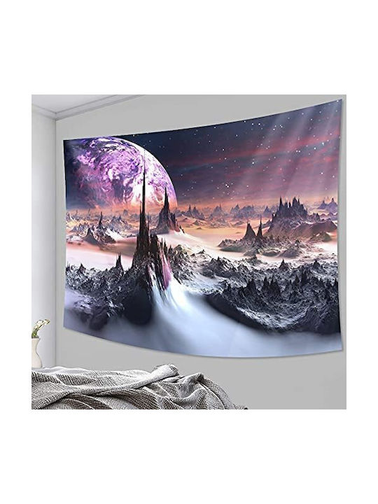 FRIPIA Handgefertigter Wandbehang aus Stoff in Lila von FRIPIA 150x130cm