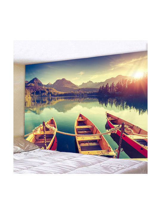FRIPIA Decorative Tapestry Sunset Over the Lake Handmade Multicolour Fabric 150x130cm