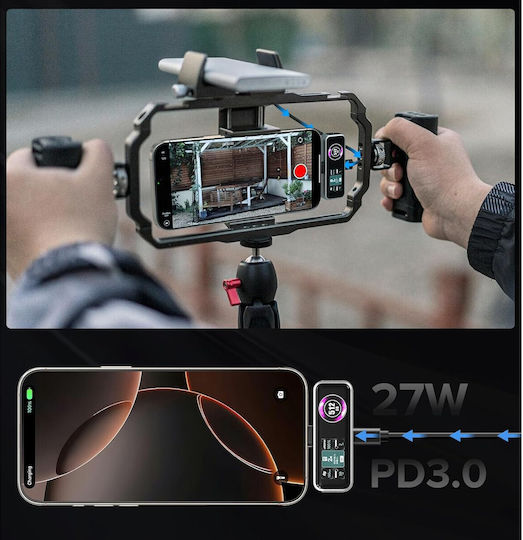 SSD Extern Magnetic 512 Gb Viteză Până la 990mb/s Înregistrare Video 4k 120fps Prores Ventilator Integrat USB 3.2 Gen2 Tip-C Suportă PD3.0 27w Ecran LCD Compatibil iPhone 15/16 și Ulterior Gri