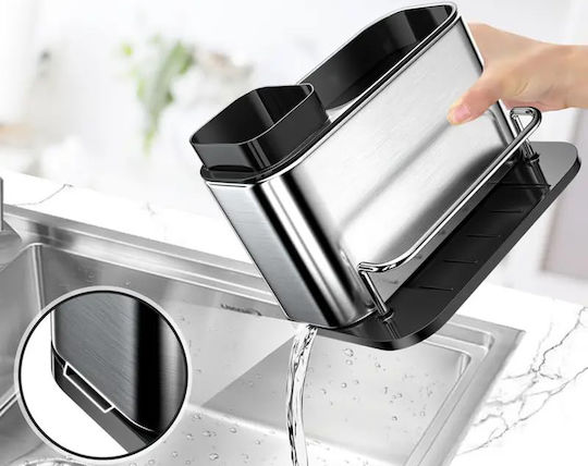 Dispenser De Bucătărie Din Oțel Inoxidabil Cu Suport Pentru Burete Gri 340ml