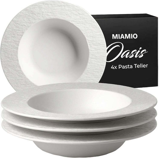 Miamio Oasis Collection Placă Adâncă Ceramică Albă 26cm 4 Bucăți Miamio Oasis Collection Placă Adâncă Ceramică Albă 26cm 4 Bucăți