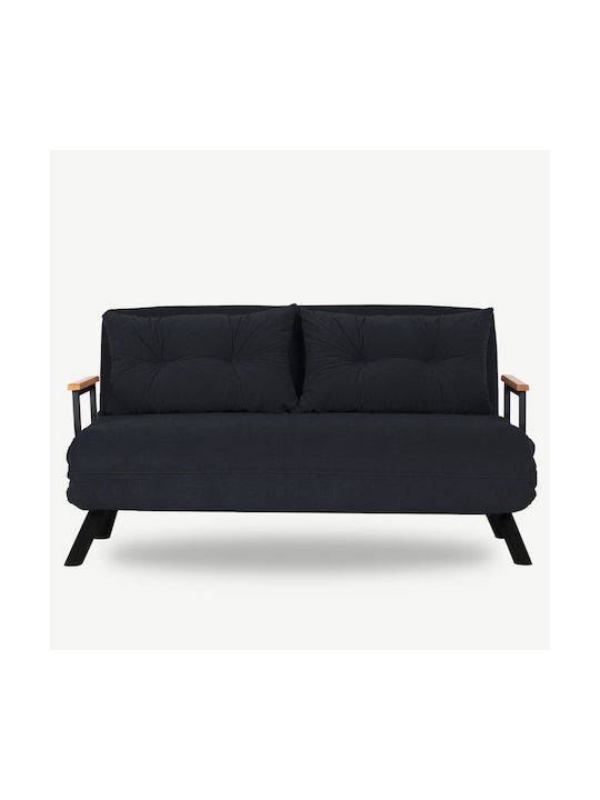 Two-Seater Couch Bed Black 175x133x78cm
