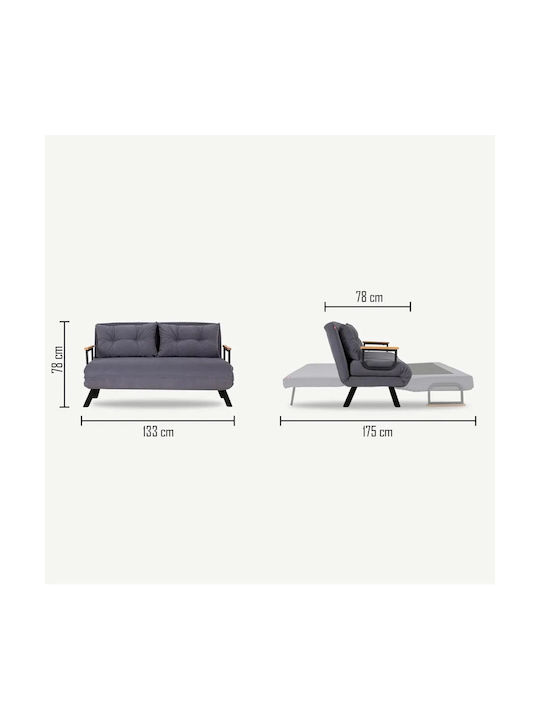 Two-Seater Couch Bed Black 175x133x78cm