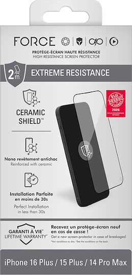 Force Glass Displayschutzfolie Für iPhone 15 Plus / 16 Plus Keramikshield 2.5d 10h Gehärtetes Glas Transparent