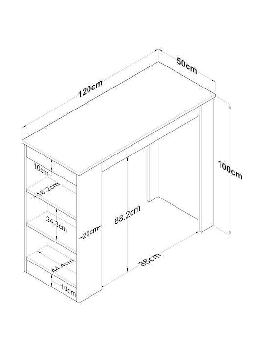 Jano3 Τραπέζι Κουζίνας Ξύλινο Καρυδιά 120x50x100εκ.