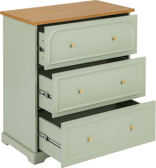 Kommode Schlafzimmer Holz A-s Mohea mit 3 Schubladen Celadon 72x39x81cm