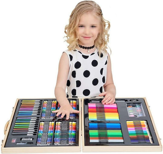 Colouring Set in Wooden Case 48x30cm 180 Pieces