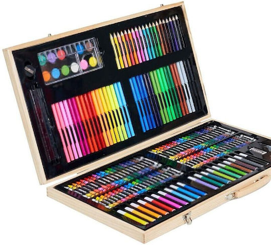 Colouring Set in Wooden Case 48x30cm 180 Pieces