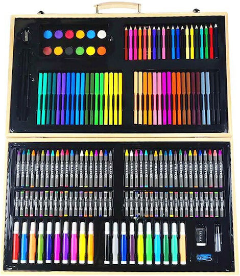 Colouring Set in Wooden Case 48x30cm 180 Pieces