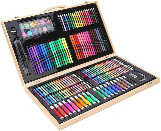 Colouring Set in Wooden Case 48x30cm 180 Pieces