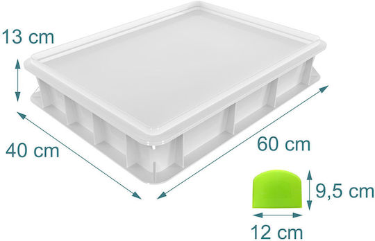Relaxdays Pizza Dough Box White 13x60x40 Cm Includes Lid Spatula 12-16 Dough Balls