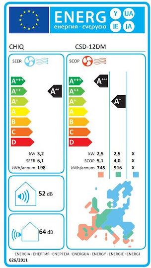 CHiQ CSD-DM Klimaanlage Inverter 12000 BTU A++/A+ mit WiFi