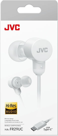Jvc Ha-fr29uc-w-u Căști In-ear Cu Fir Microfon Usb-c Funcție Mod Sunet Husă Albe