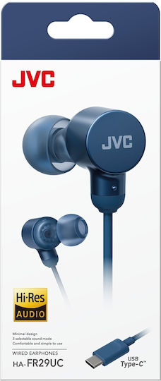 Jvc Ha-fr29uc-a-u Căști In-ear Cu Fir Microfon Usb-c Funcție Mod Sunet Husă Albastre