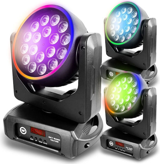 Light4me Moving Head Wash Led Dmx Effect Ring 60x0.2w Sky Wash 18x10w Rgbw