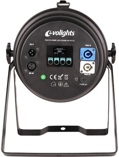 Evolights ПАР 64 200W LED Зум Авто V2 Сценичен Спот Театрално Осветление Топло Бяло