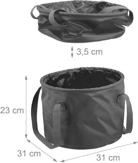 Relaxdays Foldable Camping Bucket 15 Liters 23x31x31 Cm Gray