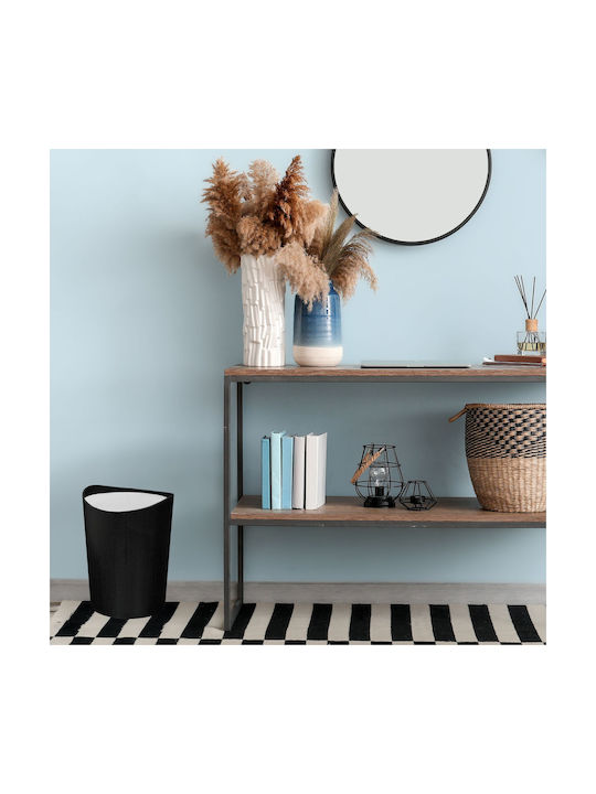 Relaxdays Wood Effect Trash Bin 9l Black Silver 30x23x23 Cm