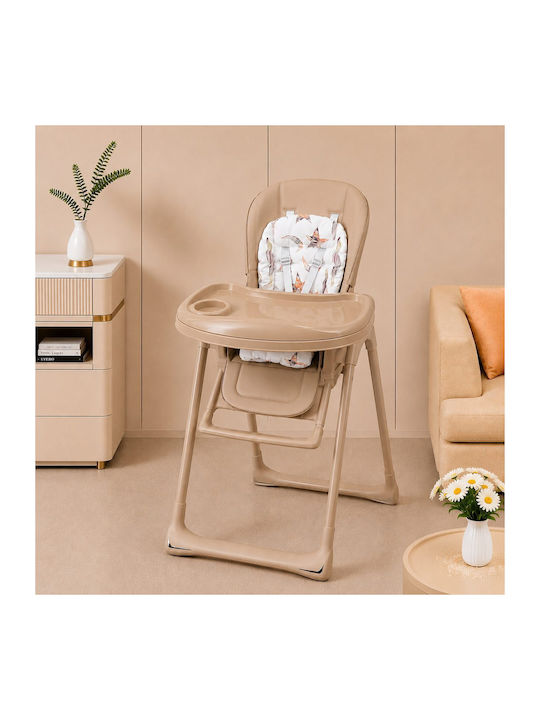 Foldable Baby Highchair with Adjustable Height Beige