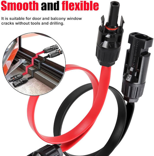 Set of 2 Flat Window Pass-Through Cables Anrbb Photovoltaic Mc4 35cm