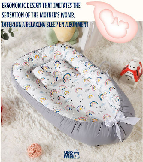 Linomag Βρεφικό Μαξιλάρι Φωλιά White/light Gray 55x90εκ.