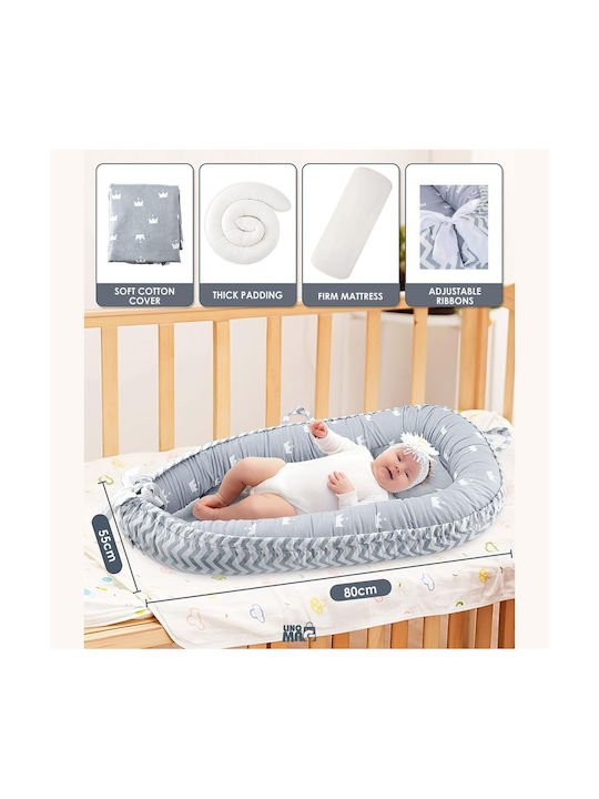 Linomag Βρεφικό Μαξιλάρι Φωλιά Light Gray/dark Gray 55x90εκ.