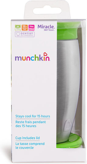 Munchkin Baby Toddler Cup Miracle 360 Stainless Metal Green 296ml for 12m+