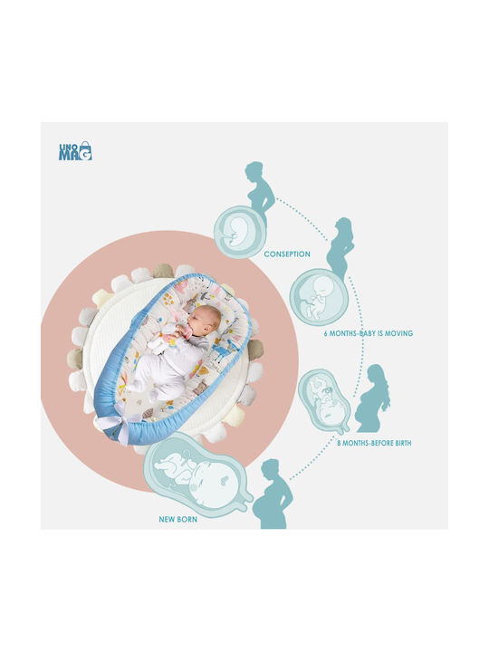 Linomag Baby Nestkissen White/blue Sky 55x90cm