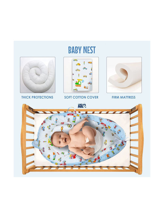 Linomag Baby Nestkissen White/pale Blue 55x90cm Linomag Baby Nestkissen White/pale Blue 55x90cm