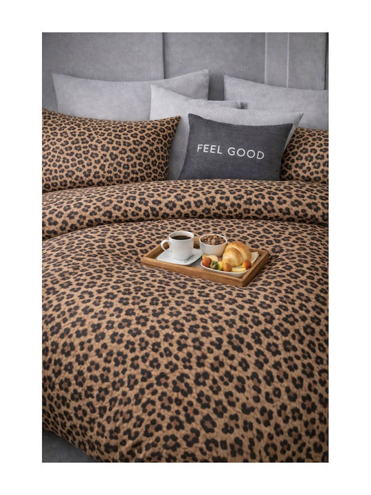 SteweHome Cotton Duvet Cover Set 195x230cm Double With Pillowcase Brown8