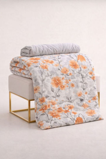 SteweHome Set Huse Pentru Pilote 100% Bumbac 230x200cm Supraînălțată Cu 2 Fețe De Pernă Portocalii