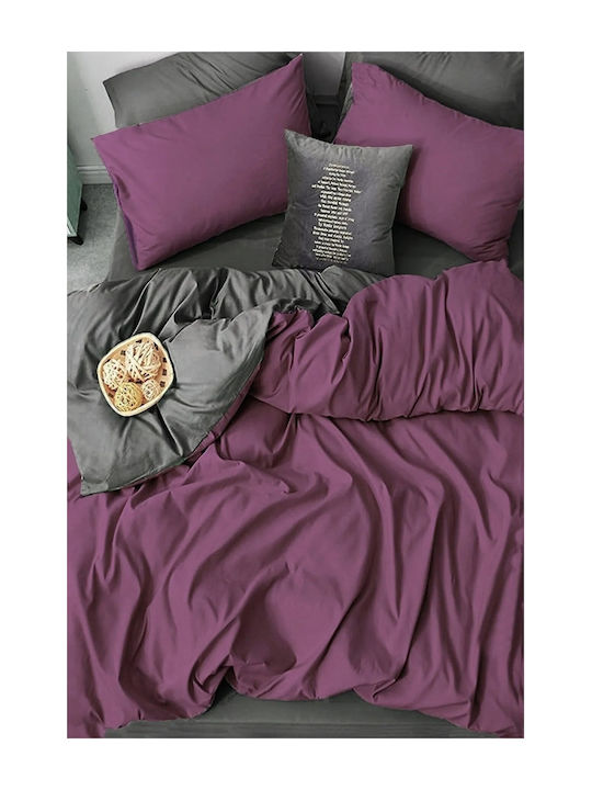 SteweHome SteweHome Bettbezug Baumwolle 200x200cm Doppel mit 2 Kissenbezügen Lila