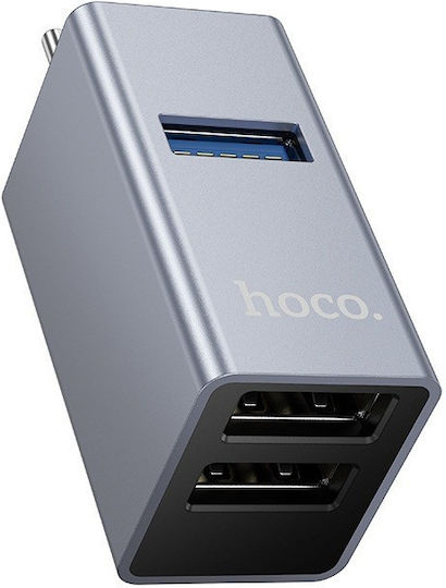 Hoco USB-Hub mit 3 Anschlüssen USB 3.0 mit USB-C Verbindung Grau