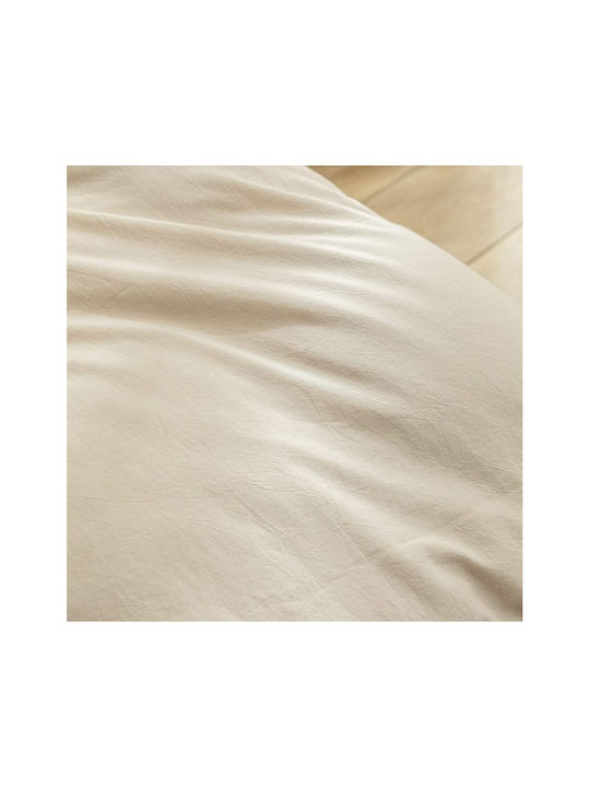 SteweHome Cotton Duvet Cover Set 180x220cm Double With Pillowcase Ecru