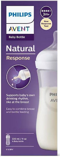 Philips Plastic Baby Bottle Natural Response Anti-colic with Silicone Teat for 3+ Months White 330ml