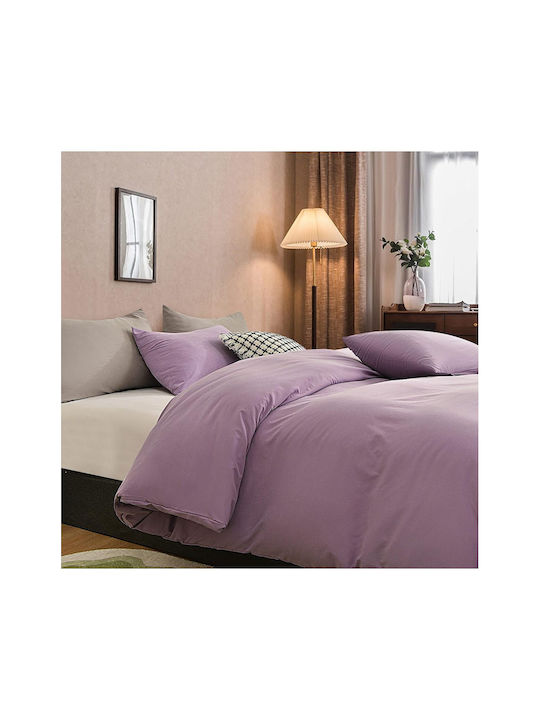SteweHome Cotton Duvet Cover Set 220x180cm Double With 2 Pillowcases Ecru