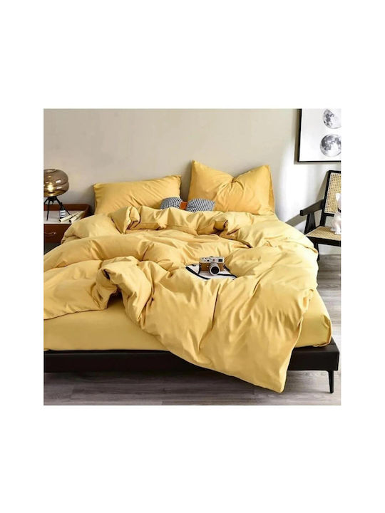 SteweHome Cotton Duvet Cover Set 200x200cm Double With 2 Pillowcases Cotton Jersey