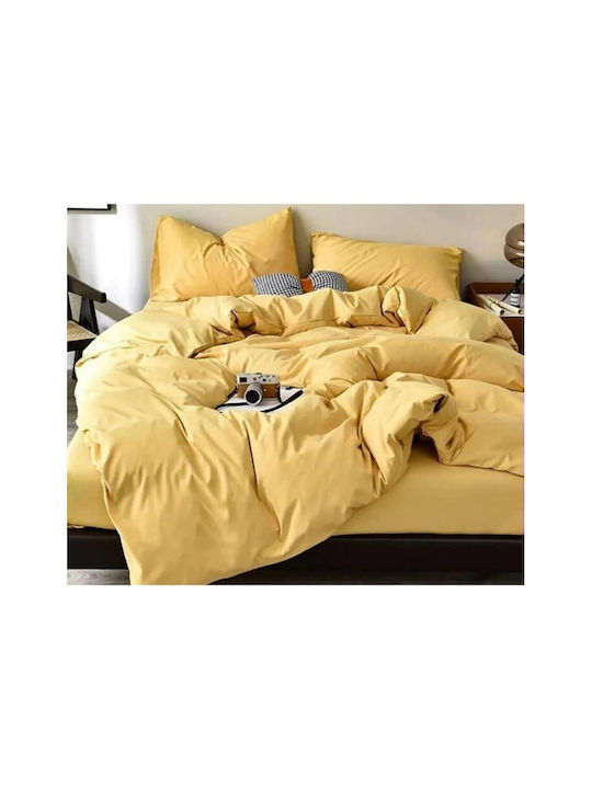 SteweHome Cotton Duvet Cover Set 200x200cm Double With 2 Pillowcases Cotton Jersey