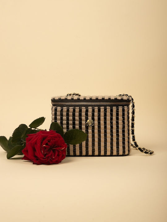 Mini Rattan Handtasche Gestreift Größe One Size Beiges