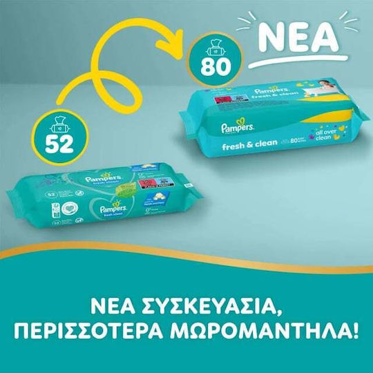 Pampers Fresh Clean Бебешки Кърпички Без Алкохол и Парабени 12x80 Броя