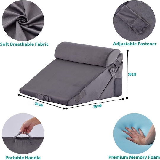 Linomag Adjustable Orthopedic Pillows 10 in 1 Set of 3 pieces Wedge Pillow with Memory Foam Gray
