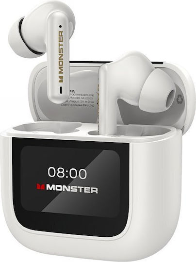 Monster TH300 In-ear Casti Bluetooth Handsfree cu Husă de Încărcare Albe