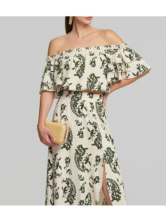 High Waist Maxi Skirt Khaki