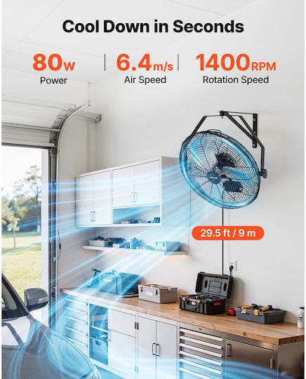 Vevor Ανεμιστήρας Τοίχου 80W Διαμέτρου 45cm Χάλκινος