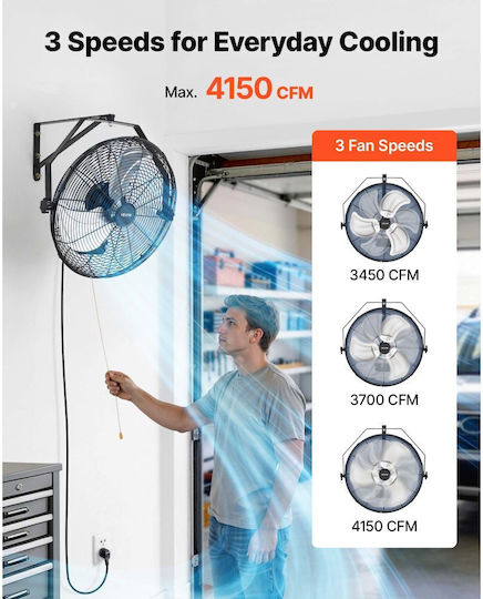Vevor Ανεμιστήρας Τοίχου 80W Διαμέτρου 45cm Χάλκινος